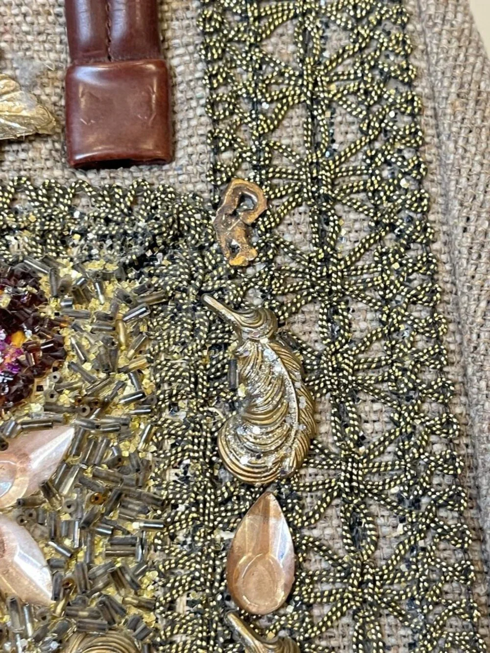 Vtg Beaded Floral Tapestry Handbag Frame Purse Top Handle Evening 1960s